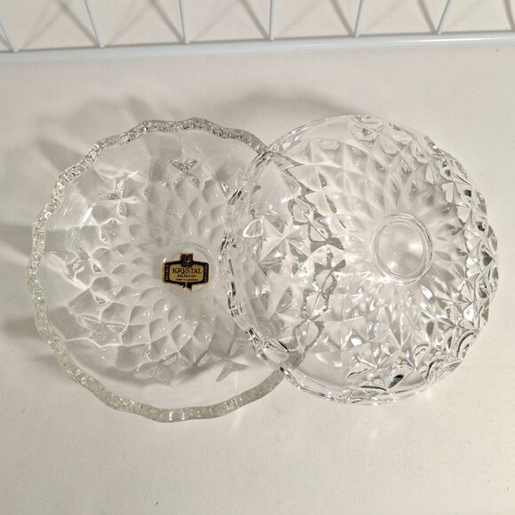 New Kristal Zajecar Vtg 24% Lead Crystal Round Trinket Box W Lid Jewelry Box - Picture 6 of 10